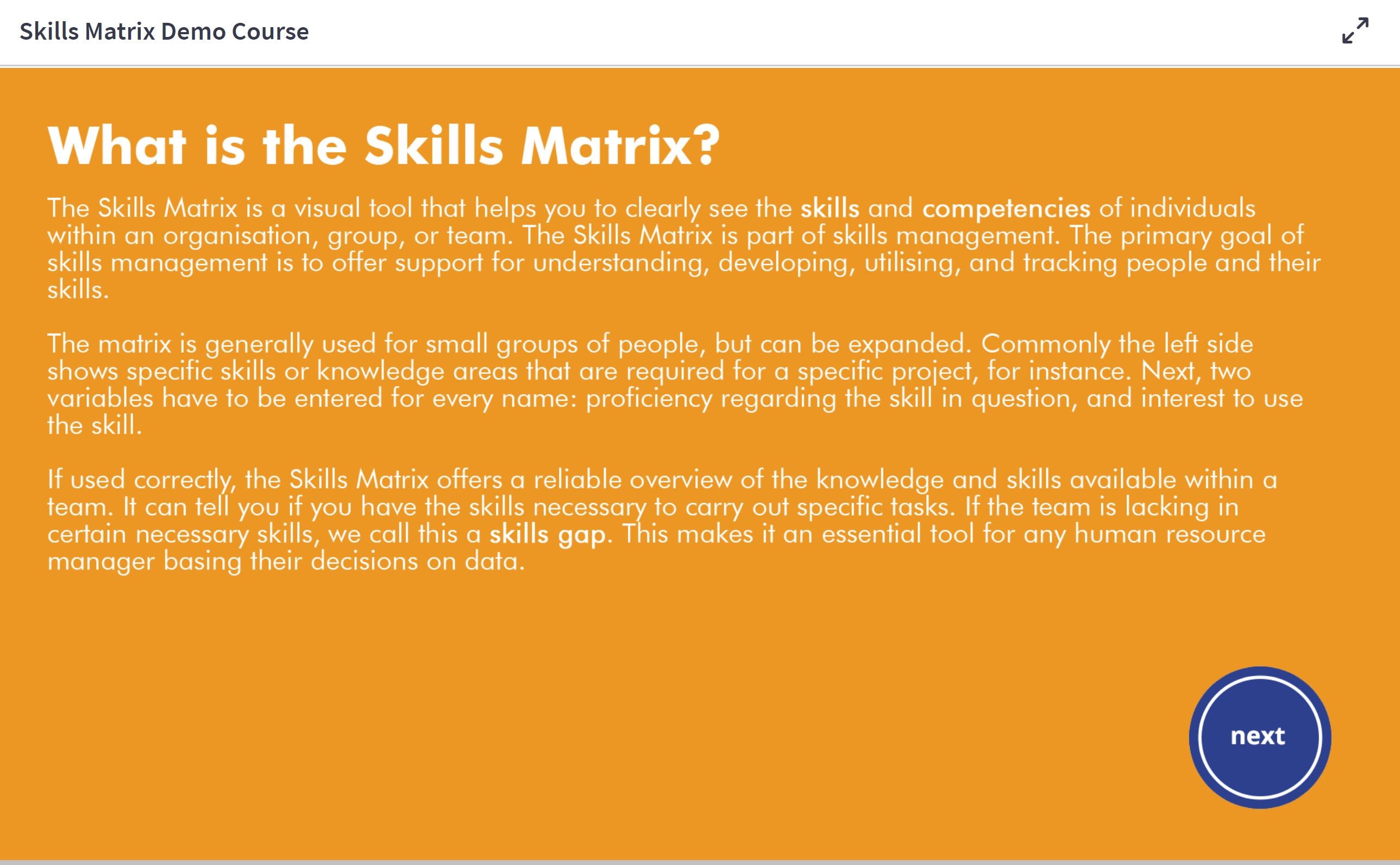 Skills Matrix (Free Demo Course)