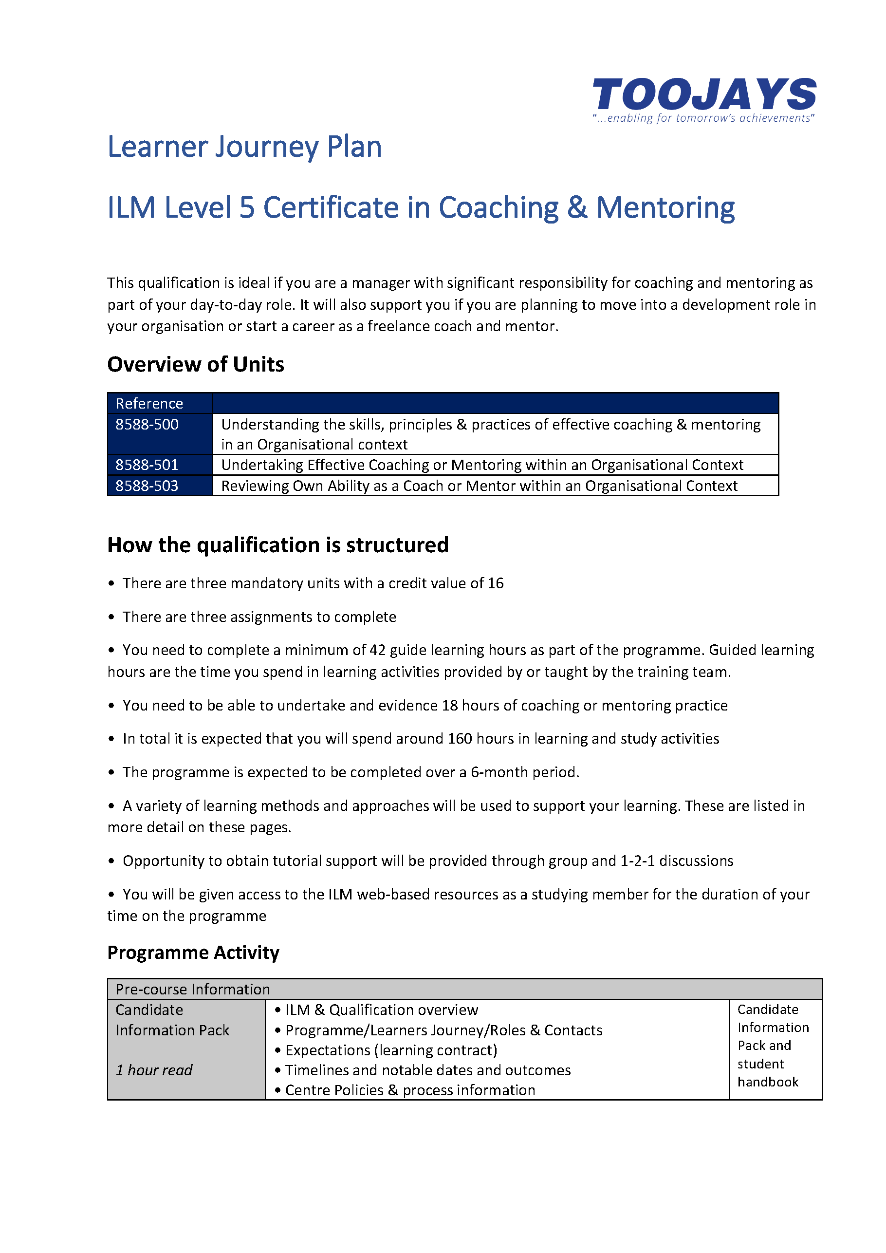 Ilm Assignment Example L5 ILM Level 5 Certificate in Coaching and Mentoring – TOOJAYS Training ...