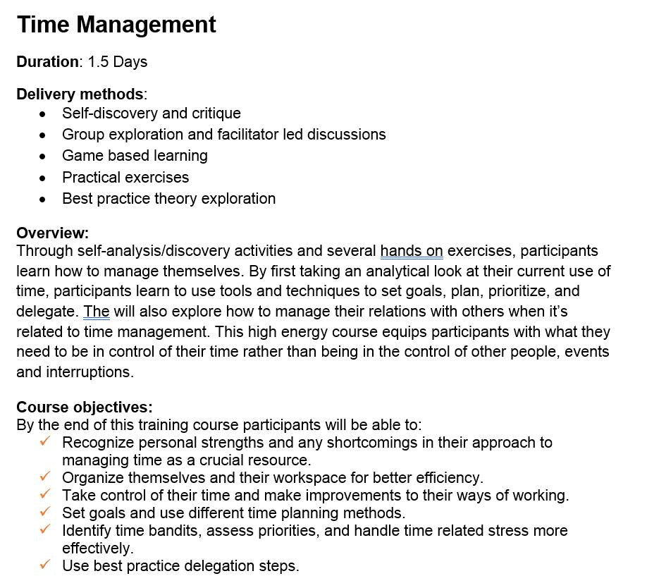 Time Management Skills - Training Workshop Pack