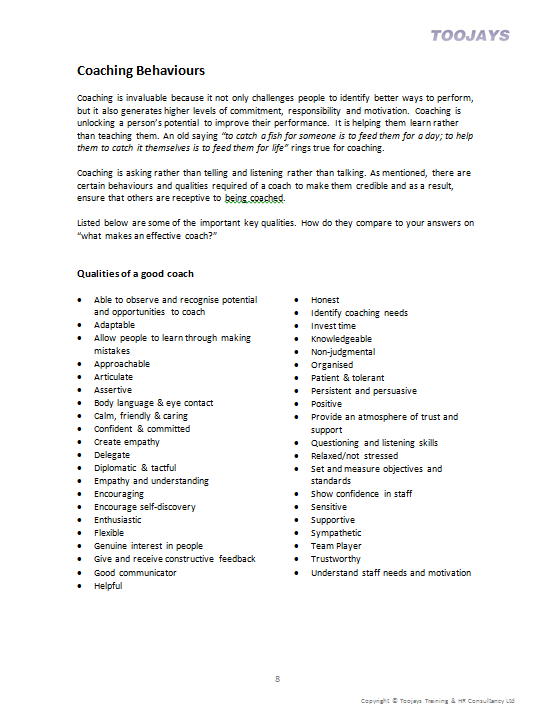 Coaching Skills - Skills Development Workbook