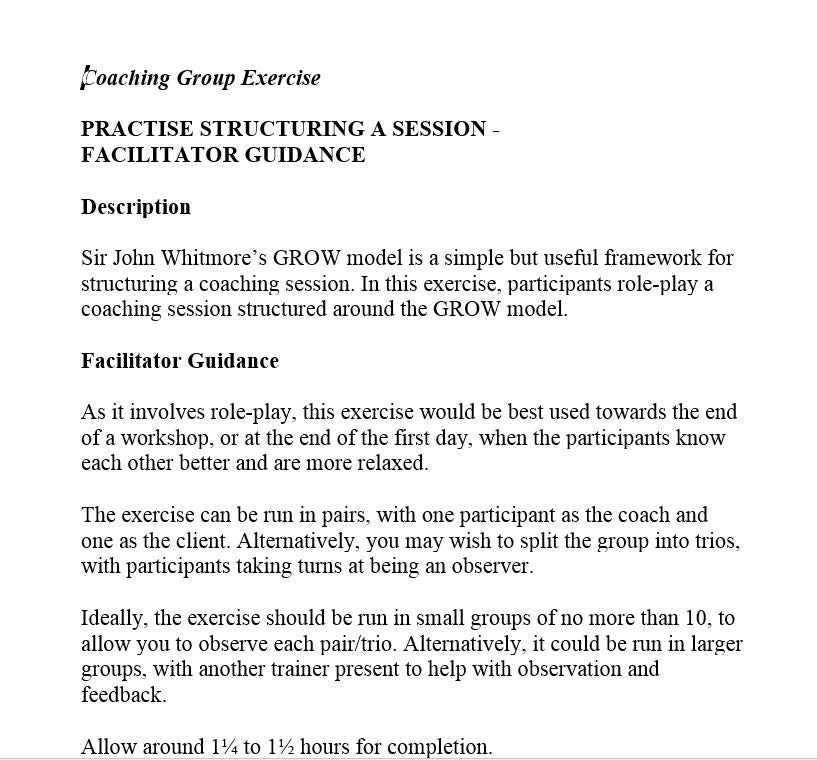 Coaching Skills - Training Workshop Pack