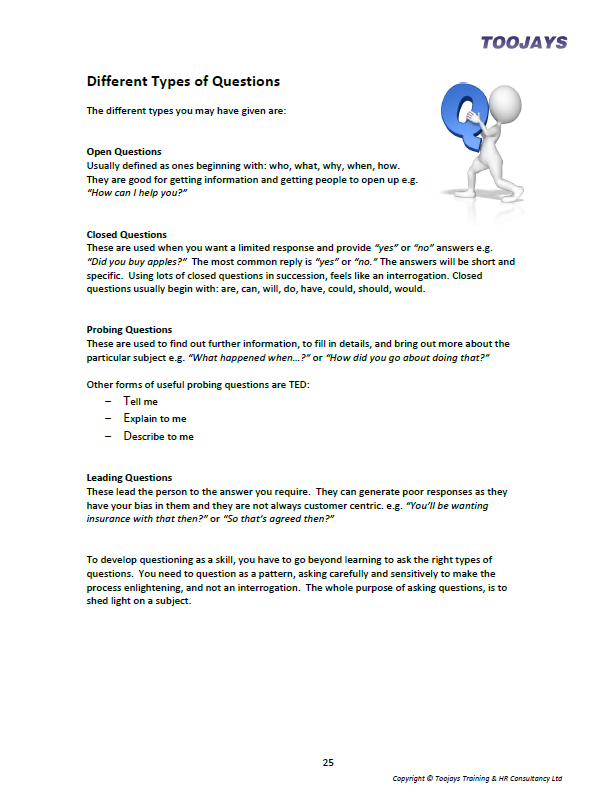 Customer Service Skills - Skills Development Workbook