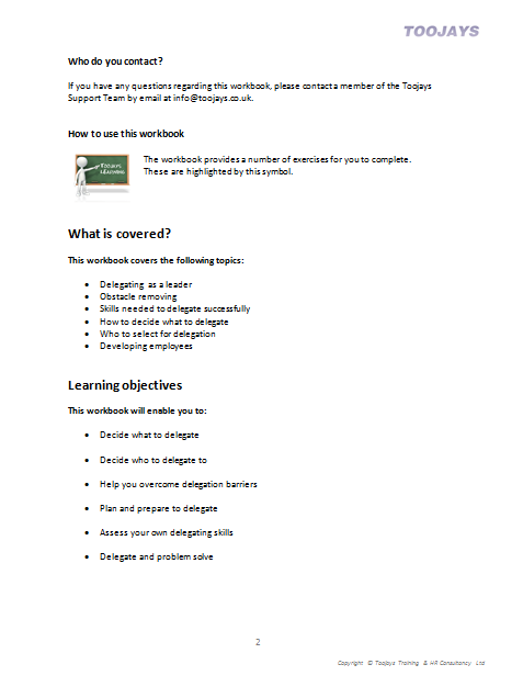 Delegating Skills - Skills Development Workbook