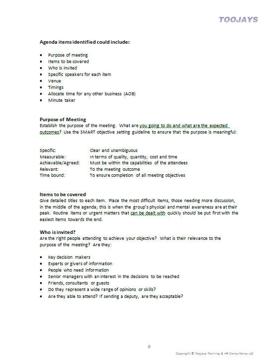 Effective Meetings - Skills Development Workbook