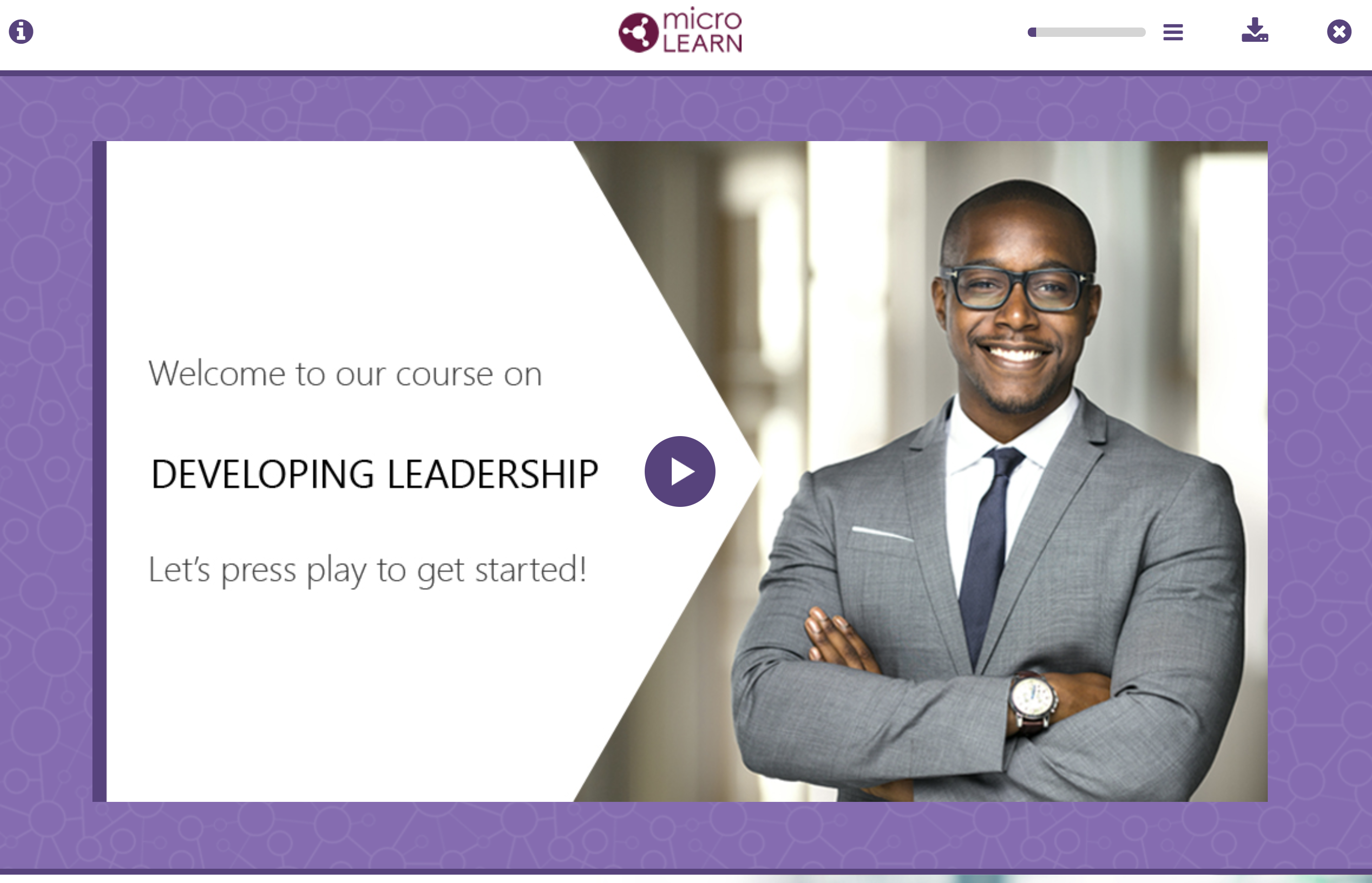 This image shows a screen shot of the developing leadership module