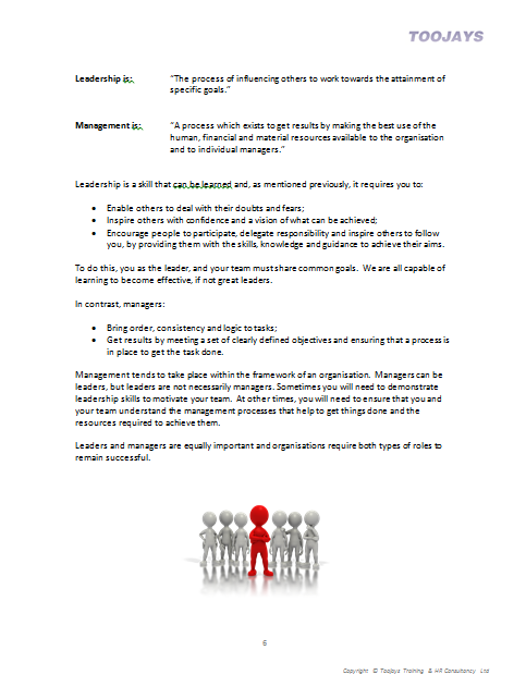Leadership Development Skills - Skills Development Workbook
