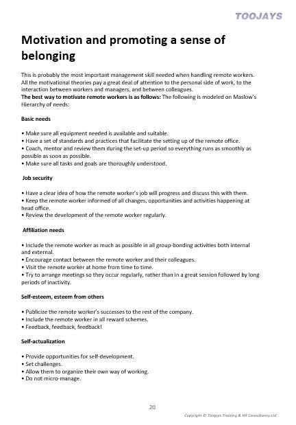 Managing Remote Workers - Skills Development Workbook