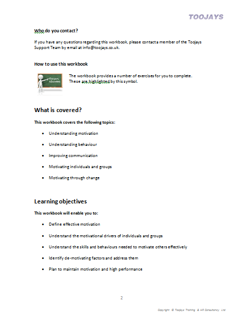 Motivating Effectively - Skills Development Workbook