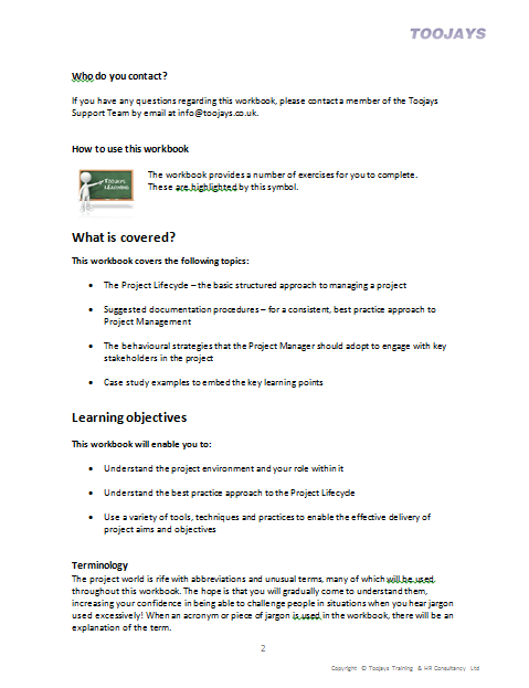 Project Management Skills - Skills Development Workbook