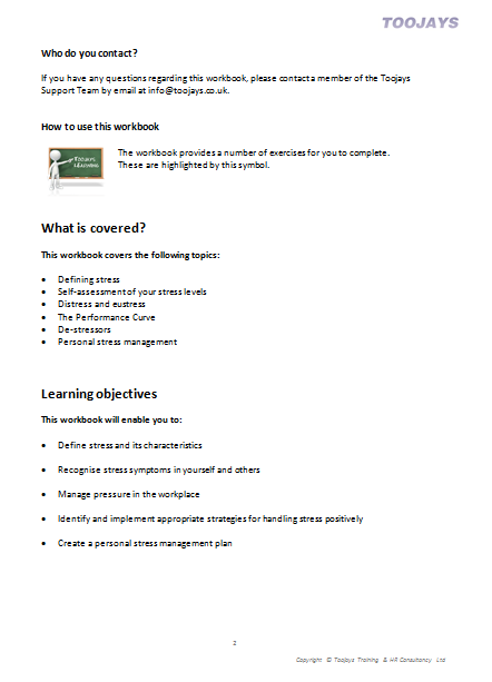 Stress Management - Skills Development Workbook